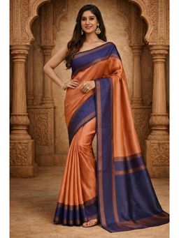 AMRUTKALA SAREES - Peach Designer Banarasi Silk Kanjivaram Saree with Unstitched Blouse