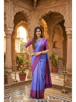 AMRUTKALA SAREES - Blue Designer Banarasi Silk Kanjivaram Saree with Unstitched Blouse