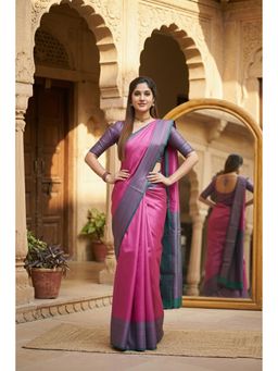 AMRUTKALA SAREES - Pink Designer Banarasi Silk Kanjivaram Saree with Unstitched Blouse