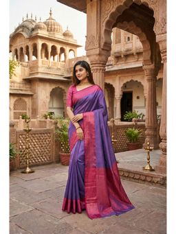 AMRUTKALA SAREES - Purple Designer Banarasi Silk Kanjivaram Saree with Unstitched Blouse
