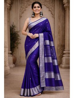 AMRUTKALA SAREES - Blue Designer Cotton Silk Kanjivaram Saree with Unstitched Blouse