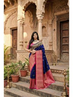 AMRUTKALA SAREES - Blue Designer Banarasi Silk Kanjivaram Saree with Unstitched Blouse