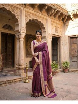 AMRUTKALA SAREES - Maroon Designer Banarasi Silk Kanjivaram Saree with Unstitched Blouse