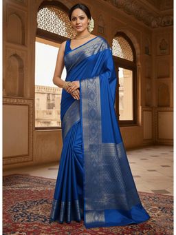 AMRUTKALA SAREES - Blue Designer Banarasi Silk Kanjivaram Saree with Unstitched Blouse