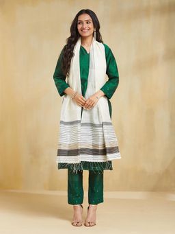 Fabindia - Off White Cotton Silk Hand Woven Stole