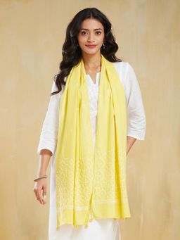 Fabindia - Yellow Cotton Chikankari Stole