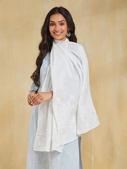 Fabindia - Off White Cotton Chikankari Stole