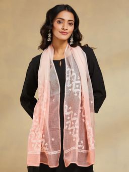 Fabindia - Peach Cotton Silk Chikankari Stole