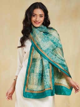 Fabindia - Green Silk Hand Block Printed Stole