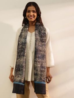 Fabindia - Black Silk Hand Block Printed Stole