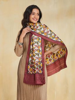 Fabindia - Wine Silk Hand Block Printed Stole