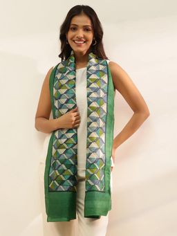 Fabindia - Green Silk Hand Block Printed Stole