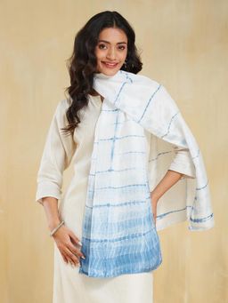 Fabindia - White Silk Tie & Dye Stole