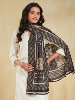 Fabindia - Black Silk Printed Stole