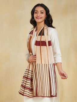 Fabindia - Beige Silk Printed Stole