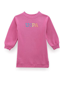 U.S. POLO ASSN. - Pink Girls Brand Embroidered Sweat Dress