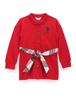 U.S. POLO ASSN. - Red Girls Solid Polo Dress (Set of 2)