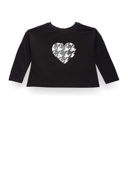 U.S. POLO ASSN. - Black Girls Flip Sequin Cotton T-Shirt