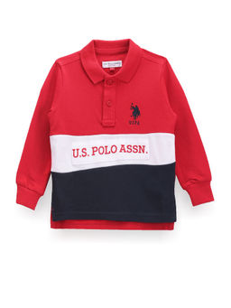 U.S. POLO ASSN. - Red Boys Colour Block Polo T-Shirt
