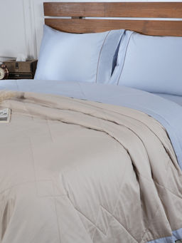 Maspar - Queen Size Blue Solid Reversible Summer Ac Quilt