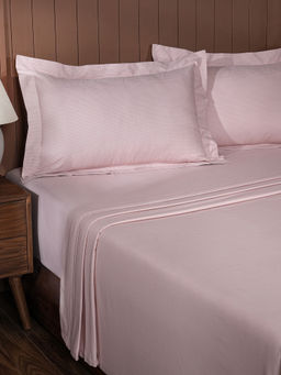 Maspar - King Size Pink Solid King Bedsheet and Pillow Case