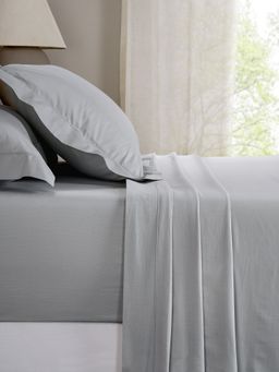 Maspar - King Size Blue Solid King Bedsheet and Pillow Case