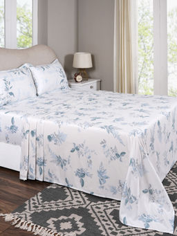 Maspar - Single Blue Floral Bedsheet and Pillow Case