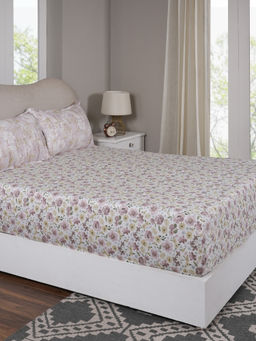 Maspar - Queen Size Pink Floral Fitted Sheet and Pillow Case