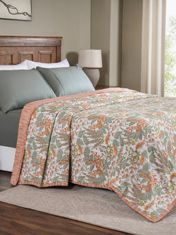 Maspar - Queen Size Orange Floral Dohar
