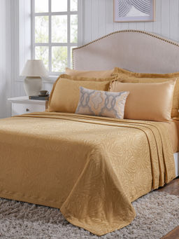 Maspar - King Size Gold Solid Flat Bedding Set
