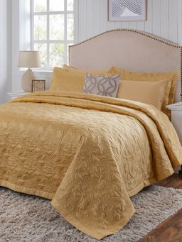 Maspar - Queen Size Gold Solid Flat Bedding Set