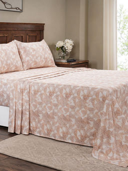 Maspar - King Size Orange Geometric Bedsheet and Pillow Case