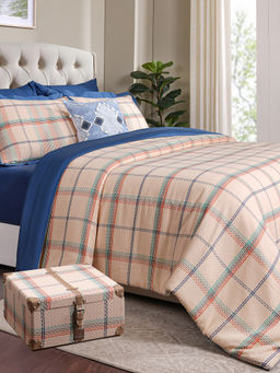 Maspar - King Size Blue Geometric Flat Bedding Set