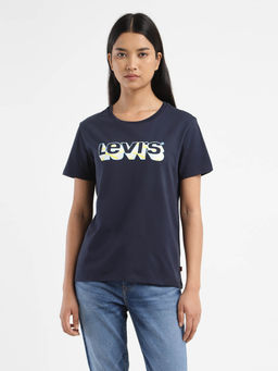 Levi's - Womens Navy Blue Brand Logo Round Neck T-Shirt