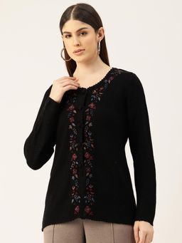 APSLEY - Women Black Embroidered Cardigan