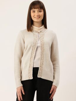 APSLEY - Women Beige Embellished Cardigan