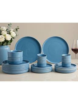 BODHI HOUSE - Porcelain Dinner Plates, Quarter Plates, Katori's & Serving Bowls - True Blue