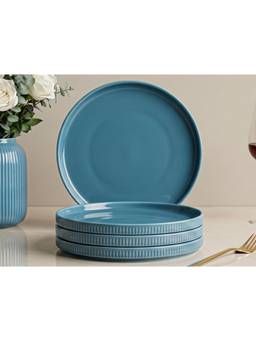 BODHI HOUSE - Porcelain Quarter Plates Chip Resistant Microwave Safe - True Blue (Pack of 4)