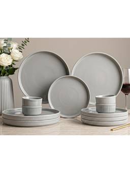 BODHI HOUSE - Porcelain Dinner Plates, Quarter Plates & Katori - Pearl Grey