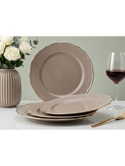 BODHI HOUSE - Gold Rim Porcelain Dinner Plates Chip Resistant - Thunder Grey (Pack of 4)