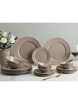 BODHI HOUSE - Gold Rim Porcelain Plates & Bowls - Thunder Grey