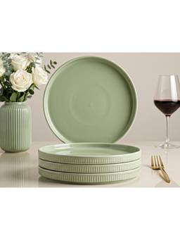 BODHI HOUSE - Porcelain Quarter Plates Chip Resistant Microwave Safe - Tea Green (Pack of 4)