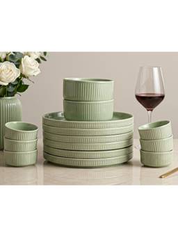 BODHI HOUSE - Porcelain Dinner Plates, Katori's & Serving Bowls - Tea Green