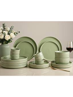 BODHI HOUSE - Porcelain Dinner Plates, Quarter Plates, Katori's & Serving Bowls - Tea Green