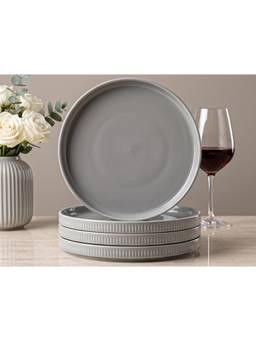 BODHI HOUSE - Porcelain Dinner Plates Chip Resistant Microwave Safe - Pearl Grey (Pack of 4)
