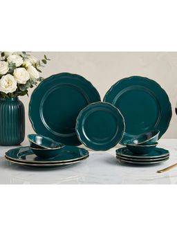 BODHI HOUSE - Gold Rim Porcelain Plates & Bowls - Teal