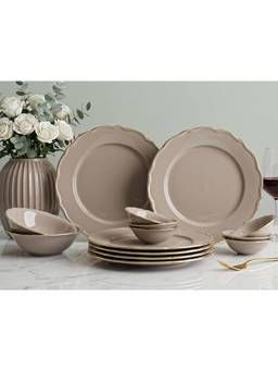 BODHI HOUSE - Gold Rim Porcelain Plates & Bowls - Thunder Grey
