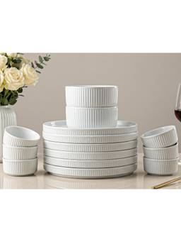 BODHI HOUSE - Porcelain Dinner Plates, Katori's & Serving Bowls - White
