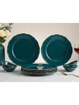 BODHI HOUSE - Gold Rim Porcelain Plates & Bowls - Teal