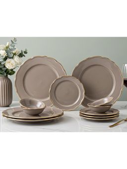 BODHI HOUSE - Gold Rim Porcelain Plates & Bowls - Thunder Grey
